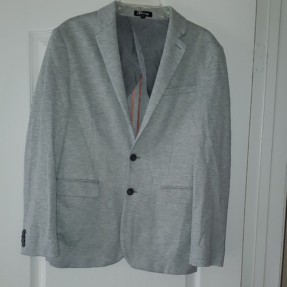 Express Blazer Rayon Poly Blend Light Gray Men Slim 36S